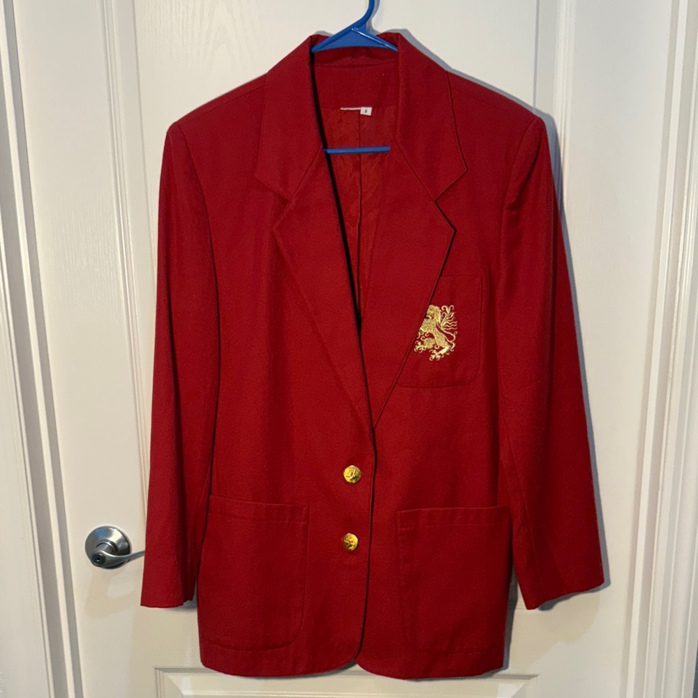 Siegel Red Blazer Gold Accents Vintage Size 8 Harry Potter Gryffindor
